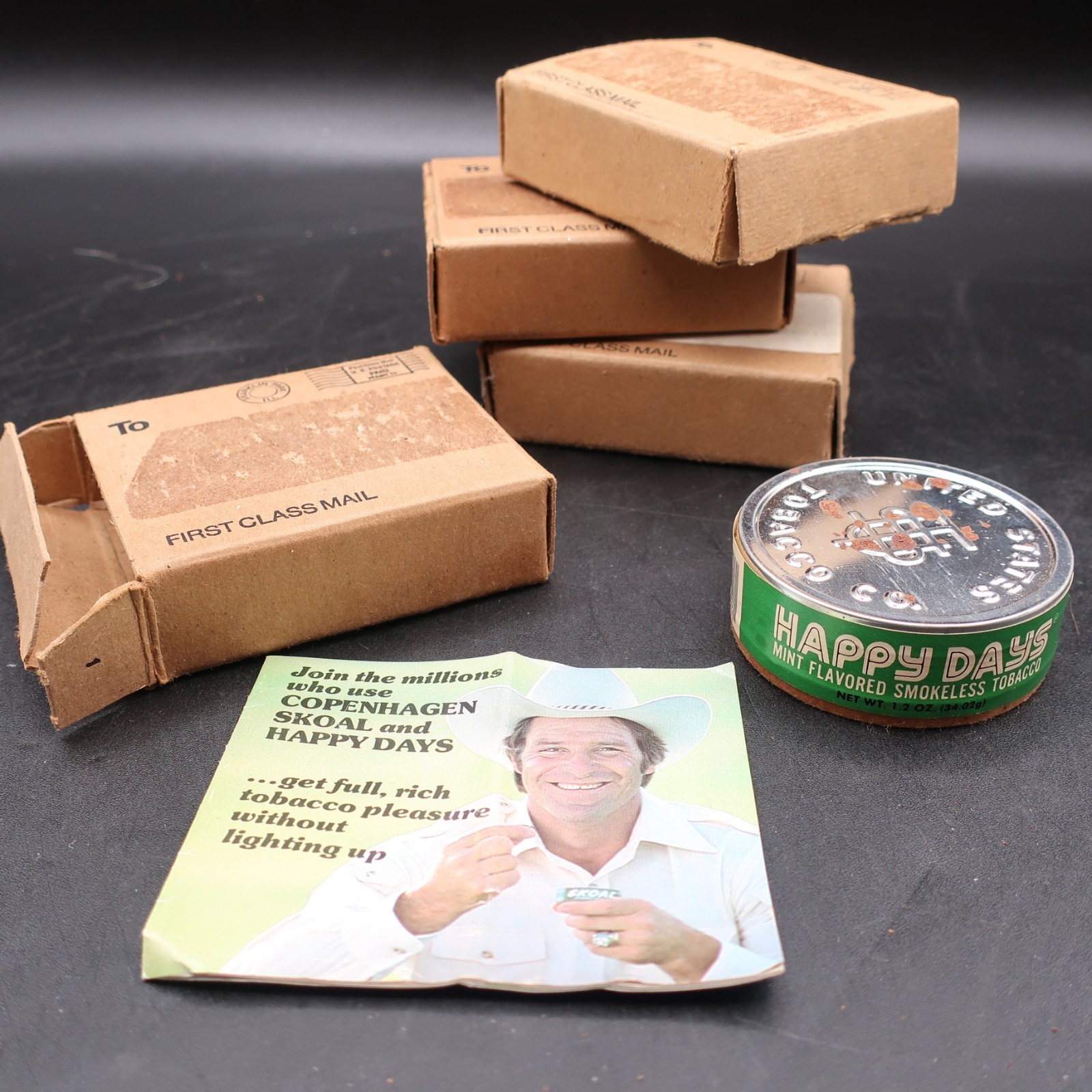 4x VTG Copenhagen Snuff Happy Days Mint Flavored Smokeless Tobacco Cans In Box