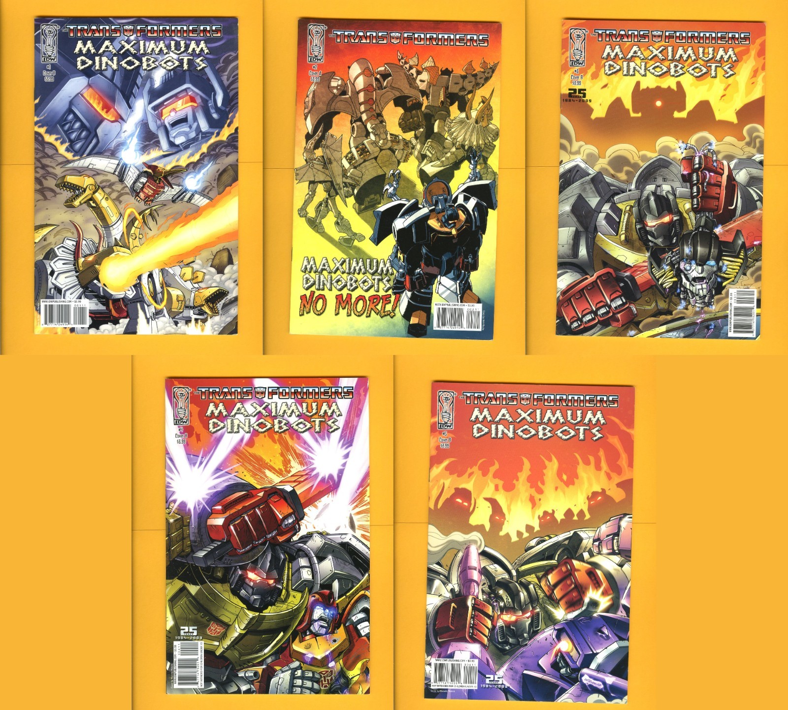 Transformers Maximum Dinobots #1-5 (IDW 2008) Avg VF 8.0 Complete Mini-series