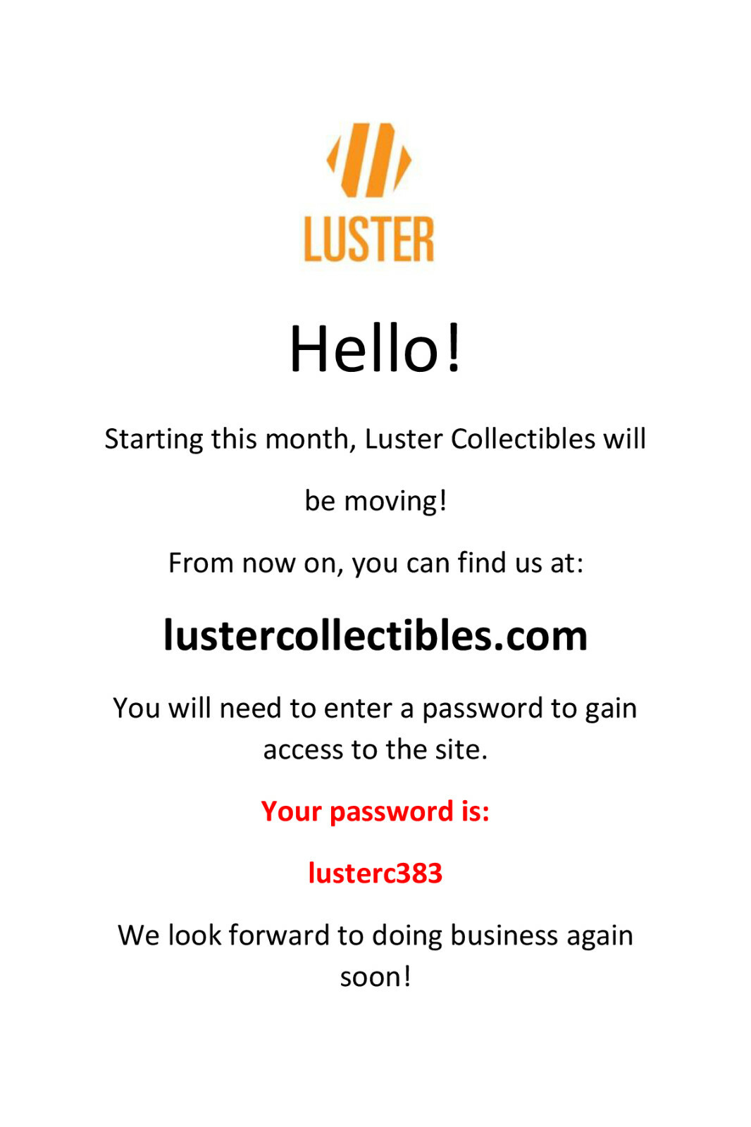 New Site Card Announcement