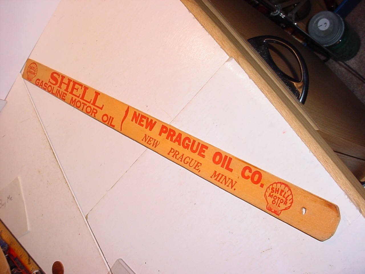 SHELL OIL advertising 1928 Ford Model A GAS TANK GAUGE DIP STICK wood ruler