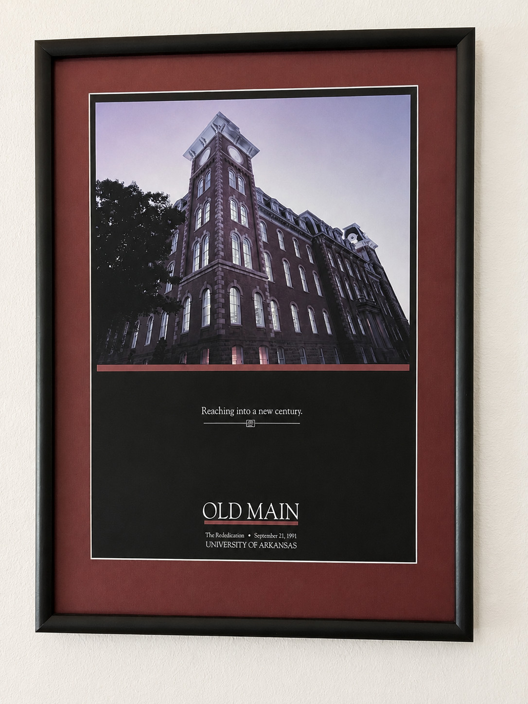 1991 University of Arkansas Old Main Rededication Print Poster Framed Vintage