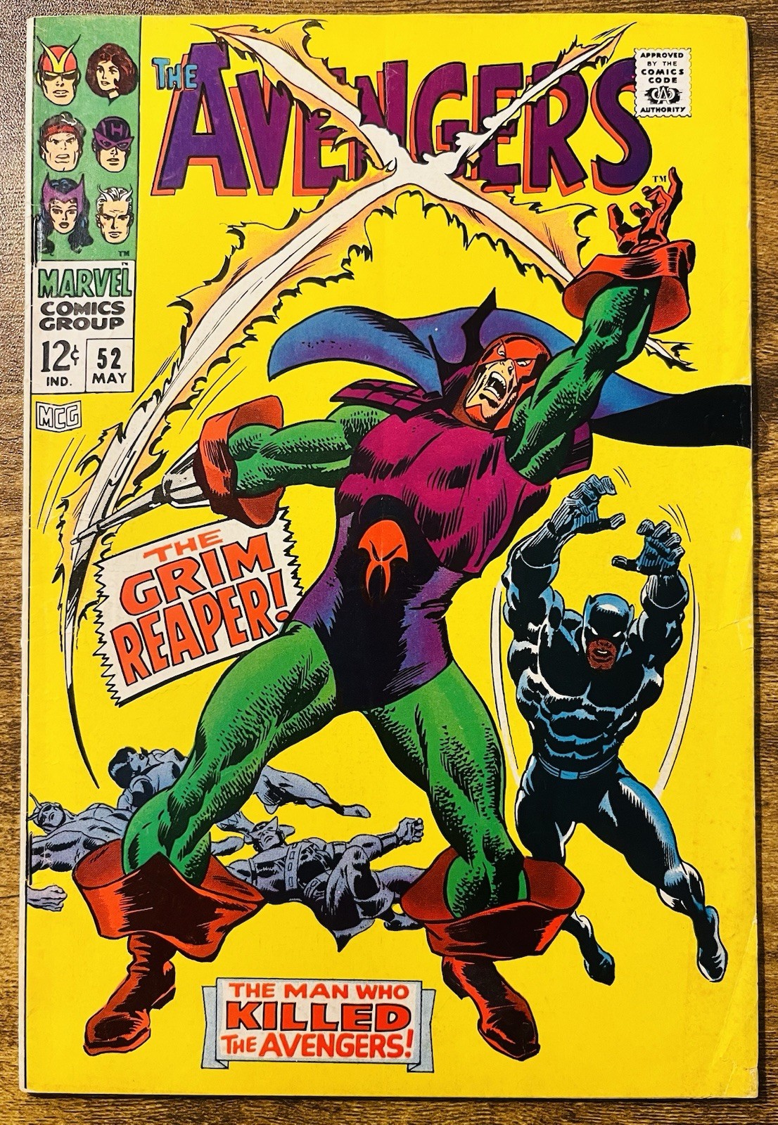 THE AVENGERS 52 HIGHER GRADE -1ST APP GRIM REAPER -BLACK PANTHER JOINS TEAM 1969