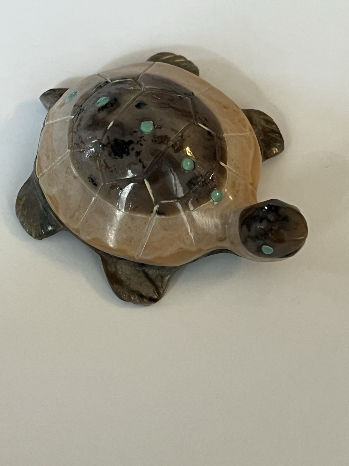 Rare Zuni Turtle Fetish Vernon Lunasee Picasso Marble Carving Native American
