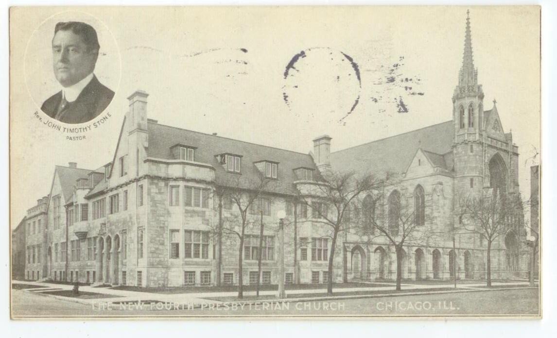 1914 Chicago new Fourth Presbyterian Church - Rev. John Timothy Stone inset view