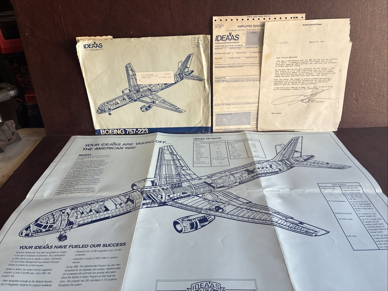 Vintage American Airlines Boeing 757 Poster Employee Suggestion Form