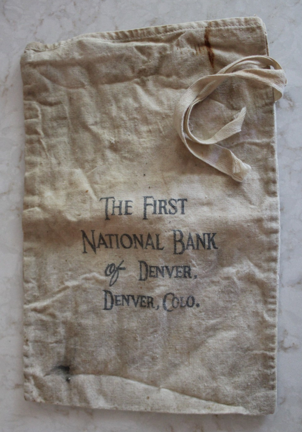 First National Bank Of Denver CO Canvas Deposit Bag Vintage