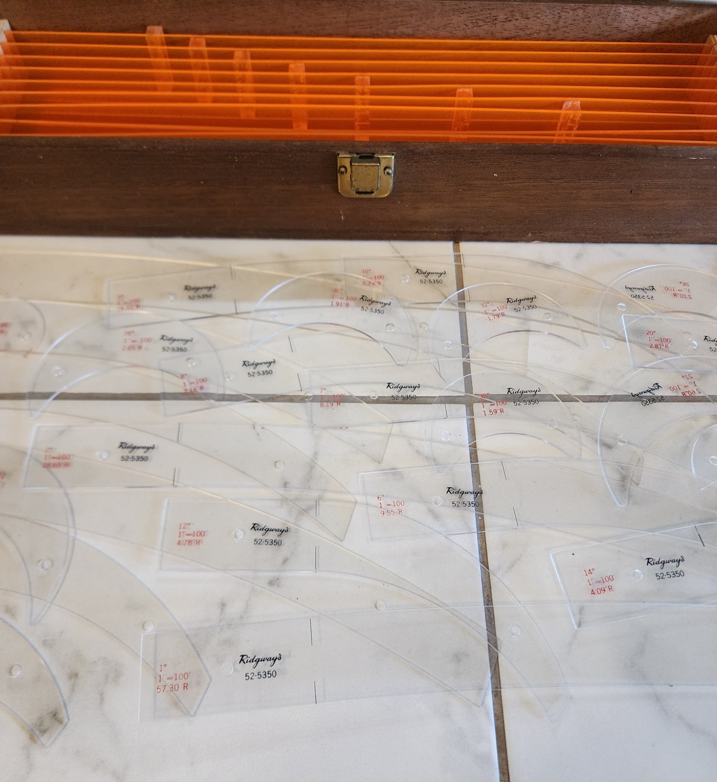 Ridgway\'s Vintage 27 piece Acrylic Curve Set Highway & Railroad Drafting, Wooden