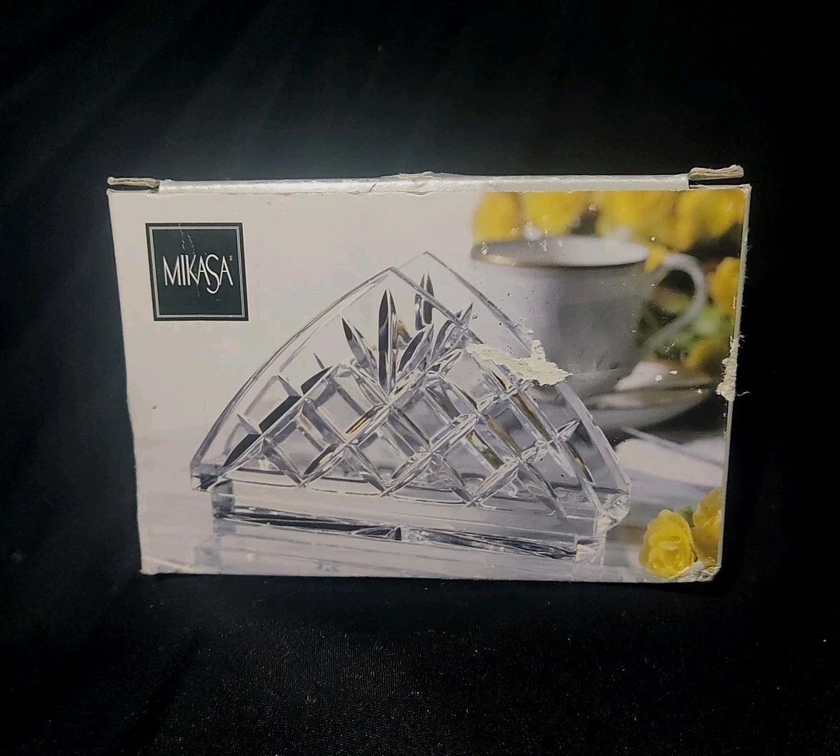 Mikasa Superior Cut Crystal Napkin Holder 5” NIB Made In Czech Republic 