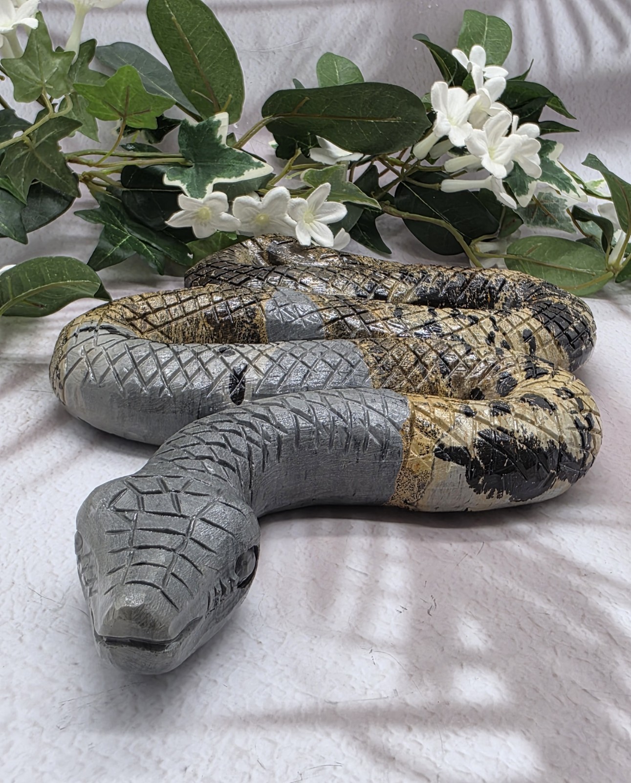 Large Picture Jasper Snake Carving 11” Hand Carved Serpent 3lb 12.9oz