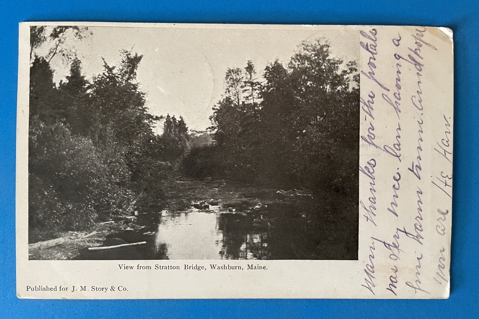 1906 Washburn Maine Postcard View FROM Stratton Bridge