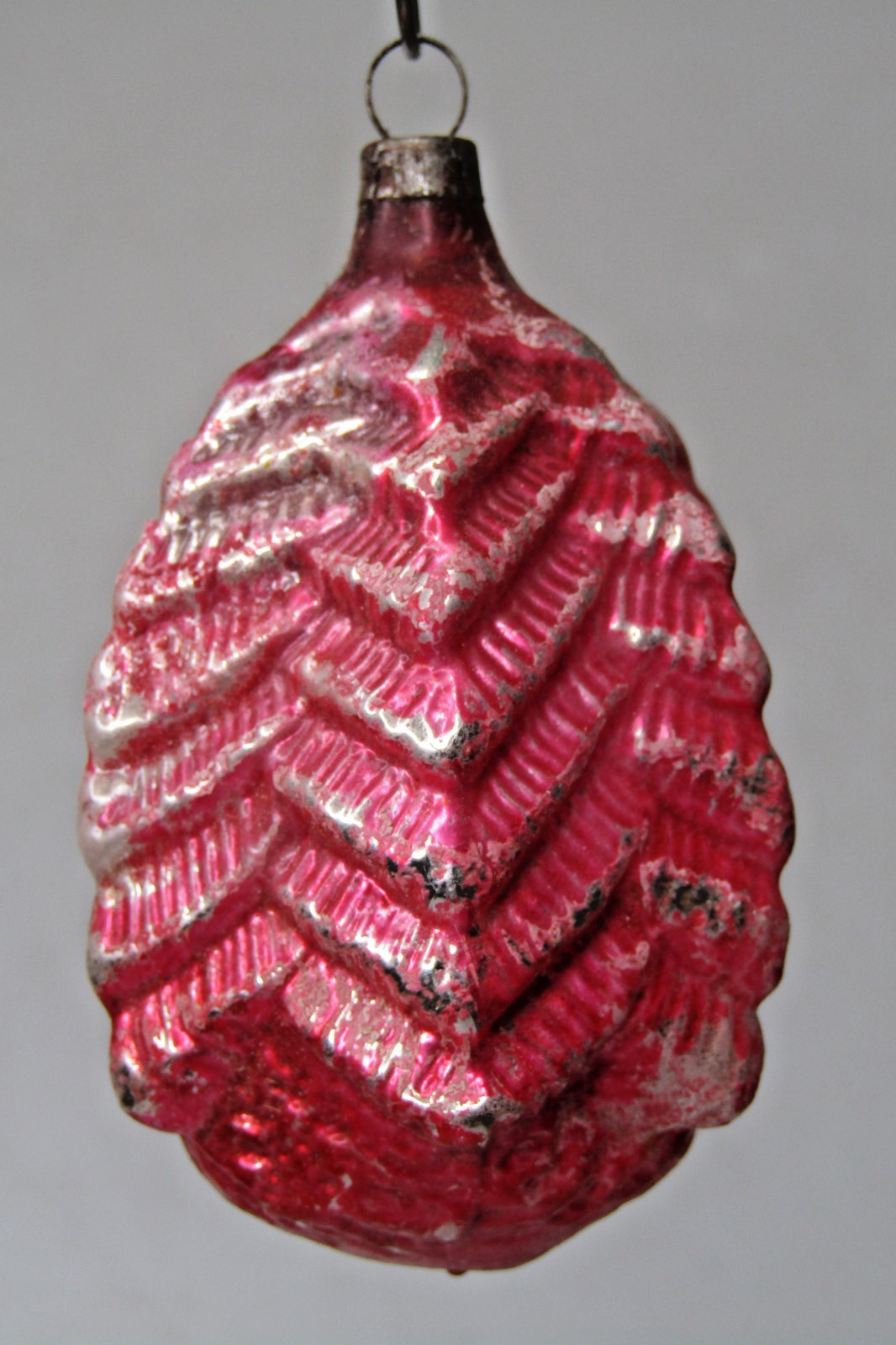 Antique VTG Blown Glass Embossed Bumpy RED TREE Christmas Ornament Germany