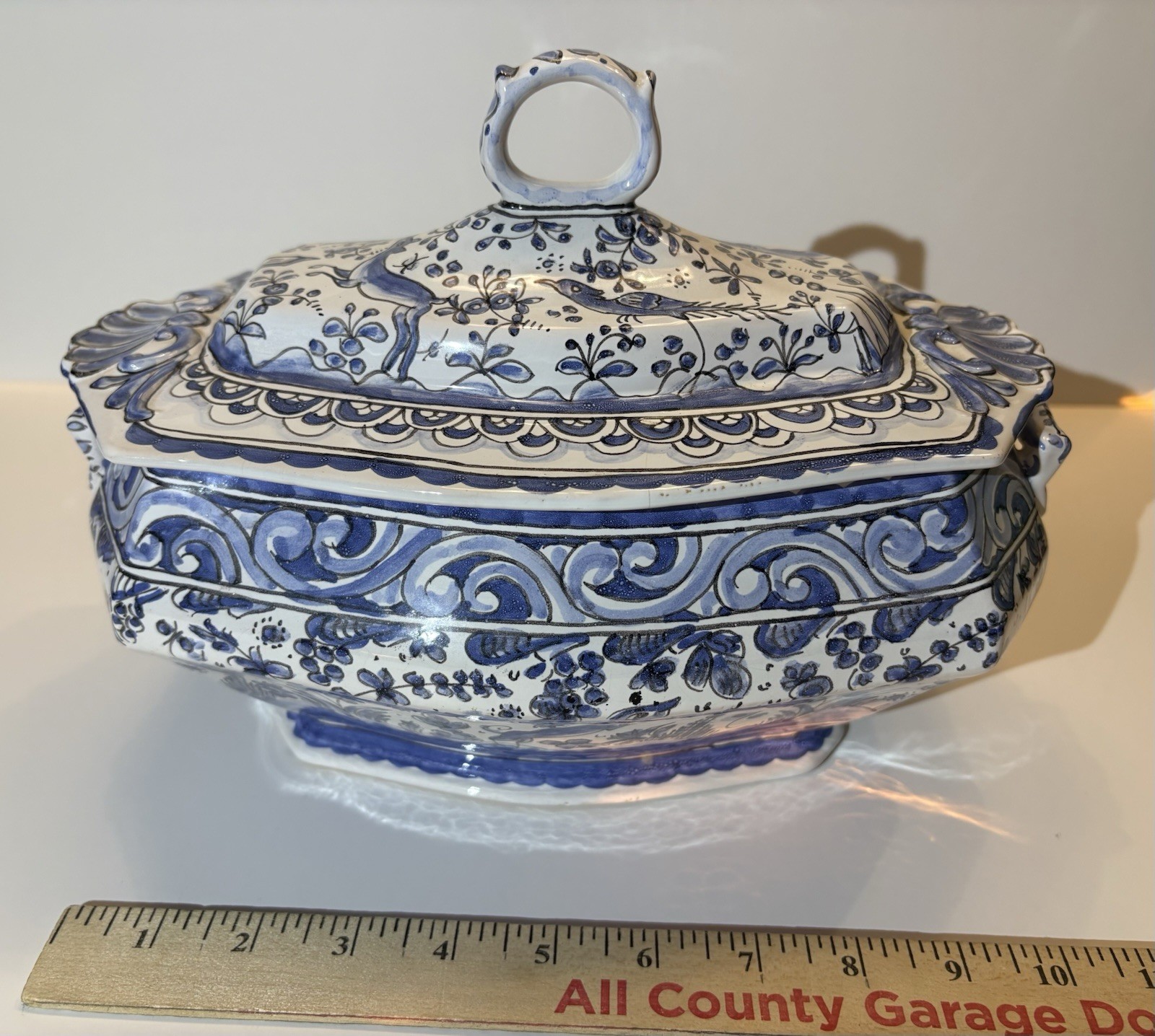 Portuguese Faience Covered Butter Dish – Hand Painted – 17th C revival