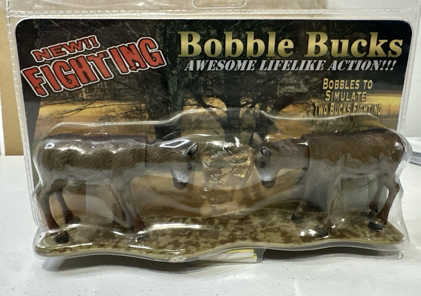 RARE VTG Bobble Bucks Deer Fighting Pair Awesome Lifelike Action FB-725 New