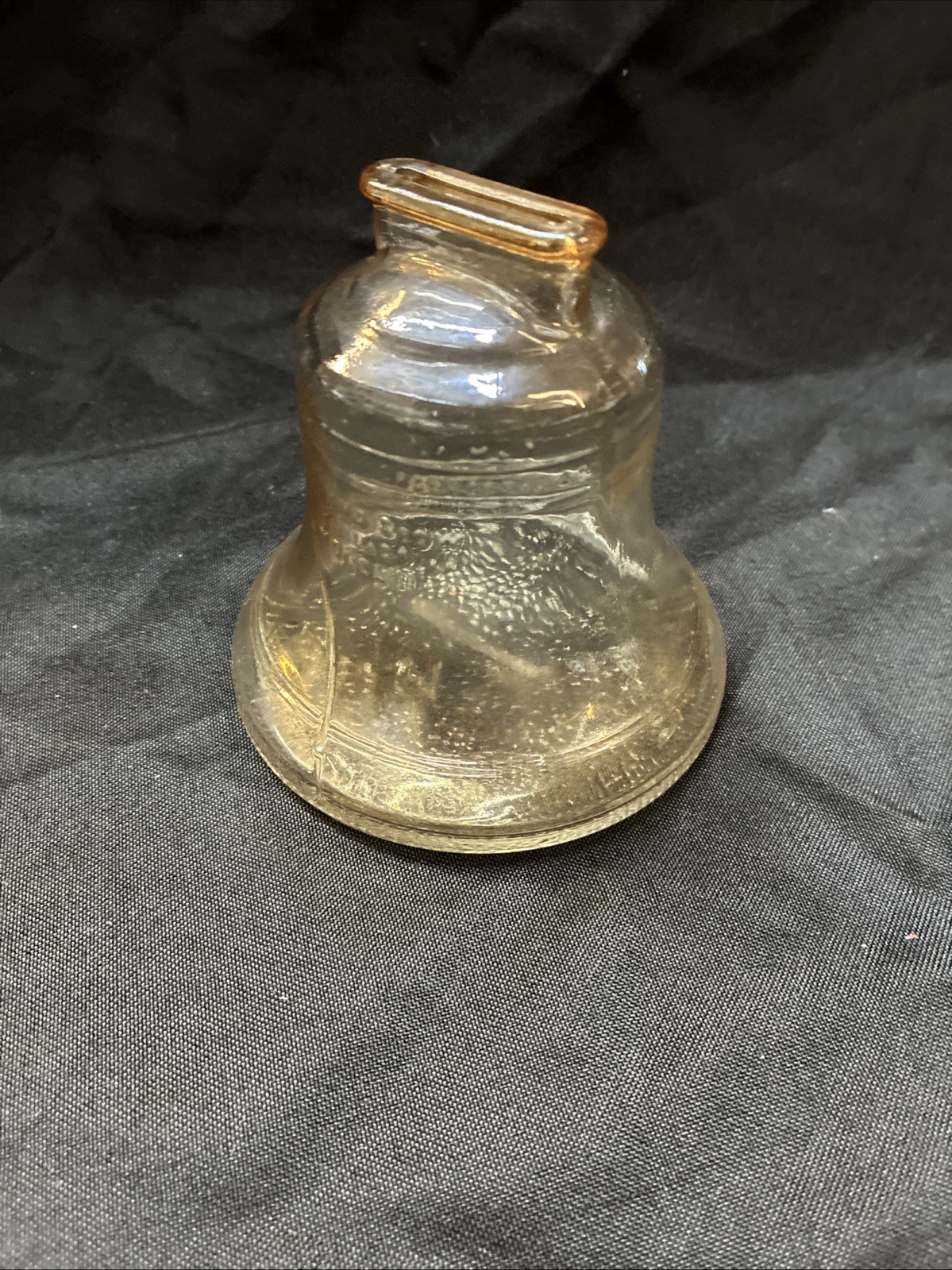 Vintage Amber Glass Liberty Bell Bicentennial Coin Bank