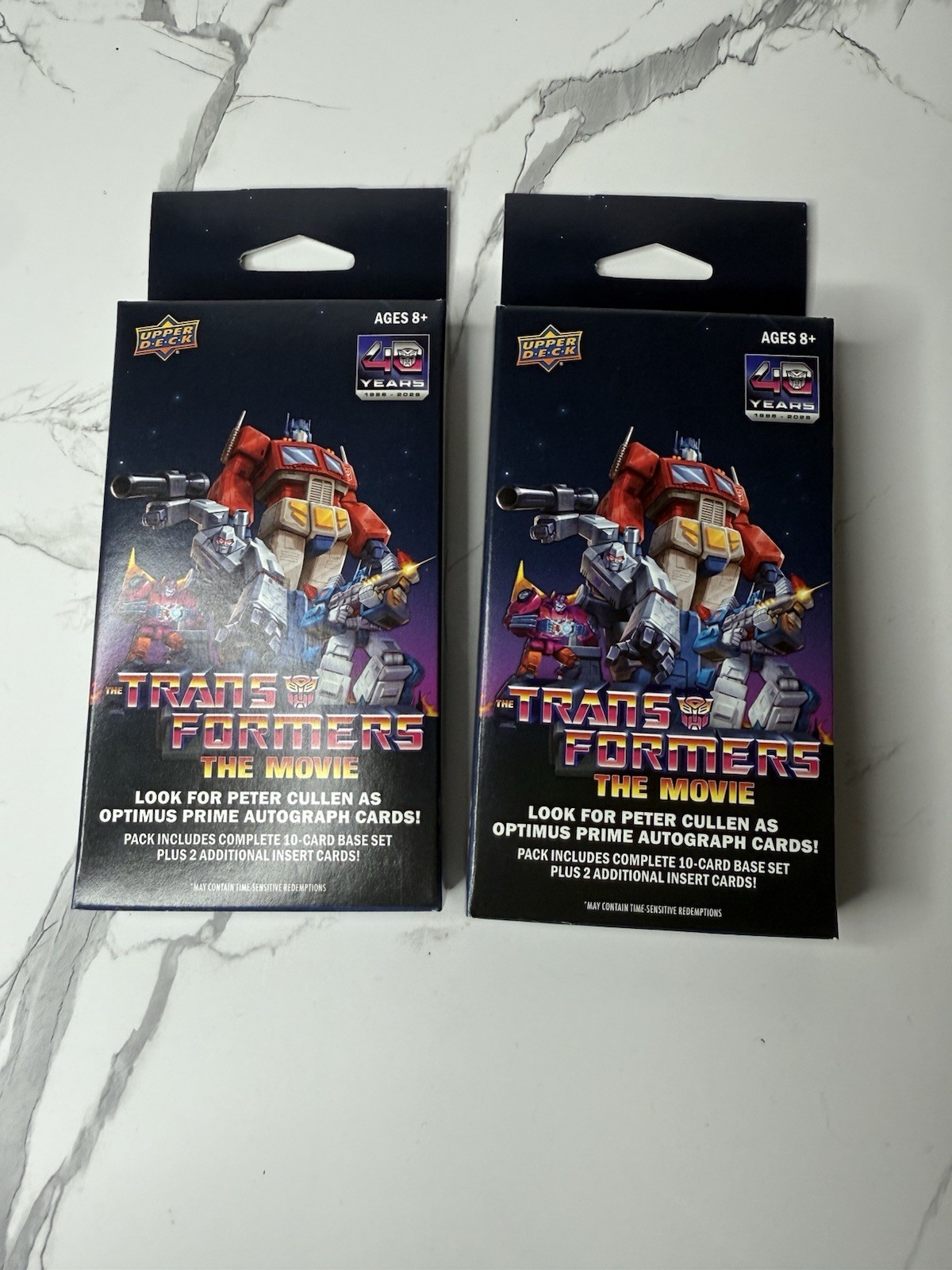 Upper Deck Transformers: The Movie 40th Anniversary 2 Sealed Packs in Hand