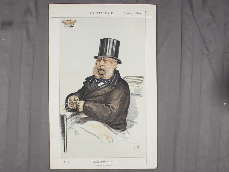 1870 Vanity Fair Duke of Cambridge Caricature Original Lithograph Statesmen 47