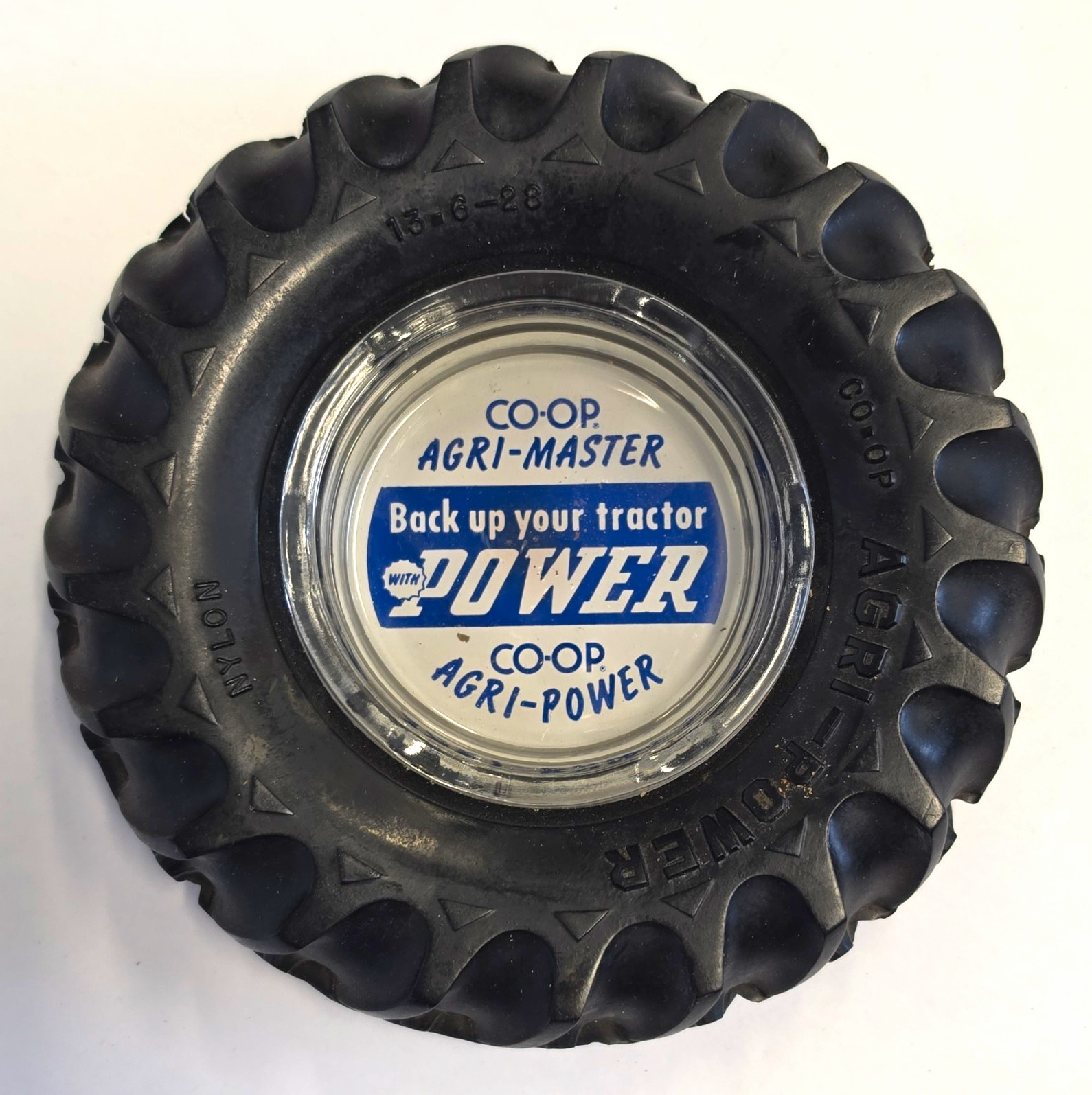 CO-OP Agri-Power Tractor Tire Advertising Ashtray - Black Blue White