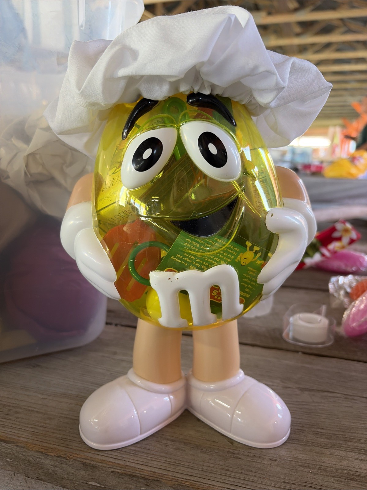 M&M\'s Yellow Character Chef Hat Collectible Advertising Figurine Candy Nuts