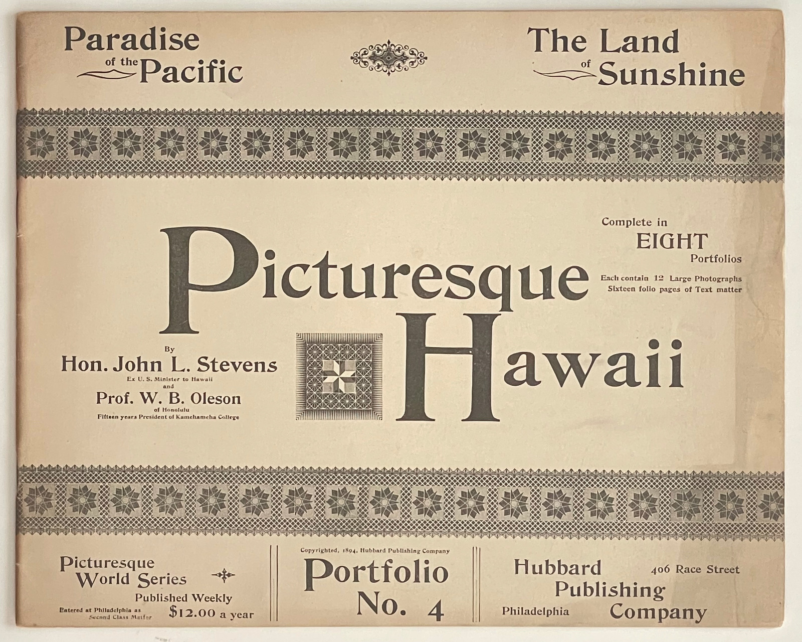 Hawaii Magazine- Paradise of the Pacific - Portfolio 4 - Printed 1894 - original