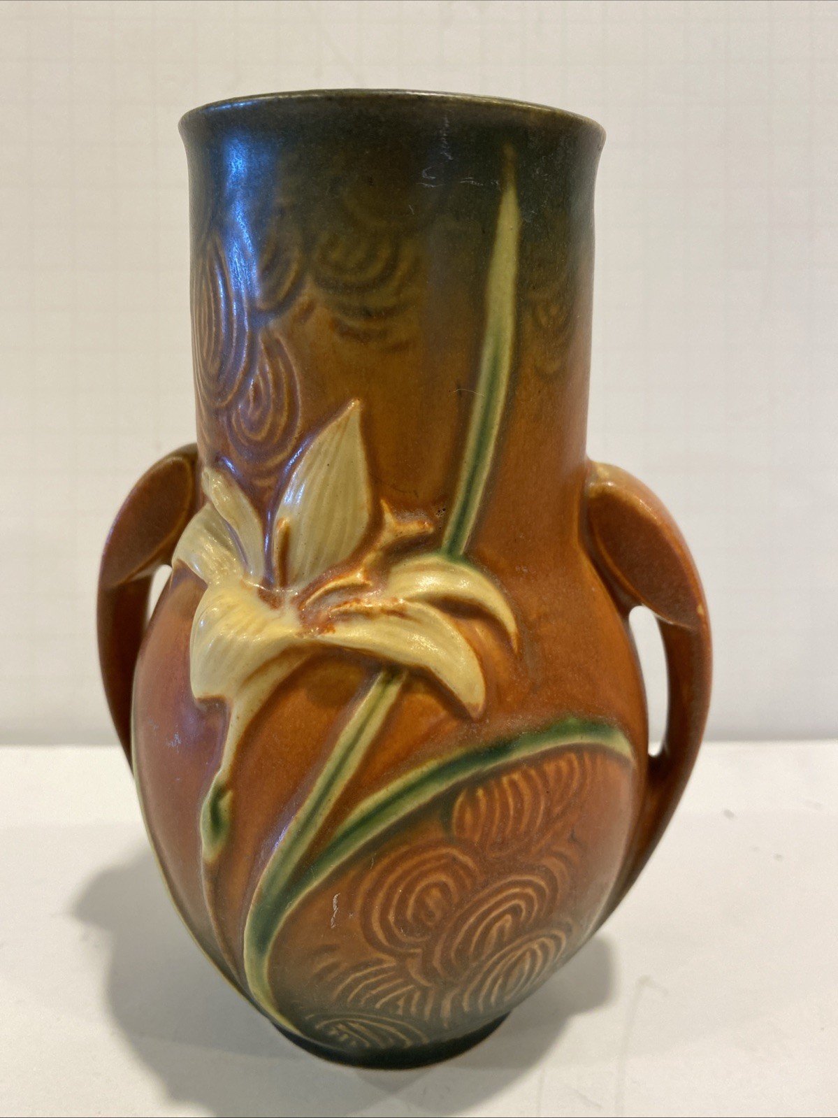 Vintage Roseville Zephyr Lily Handles Vase Art Pottery 130-6 Ceramic 6\