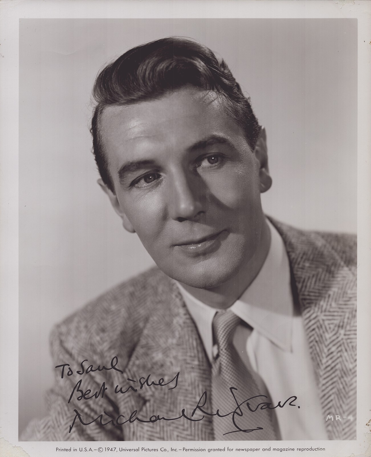 SIR MICHAEL REDGRAVE - AUTOGRAPHED INSCRIBED PHOTOGRAPH CIRCA 1952