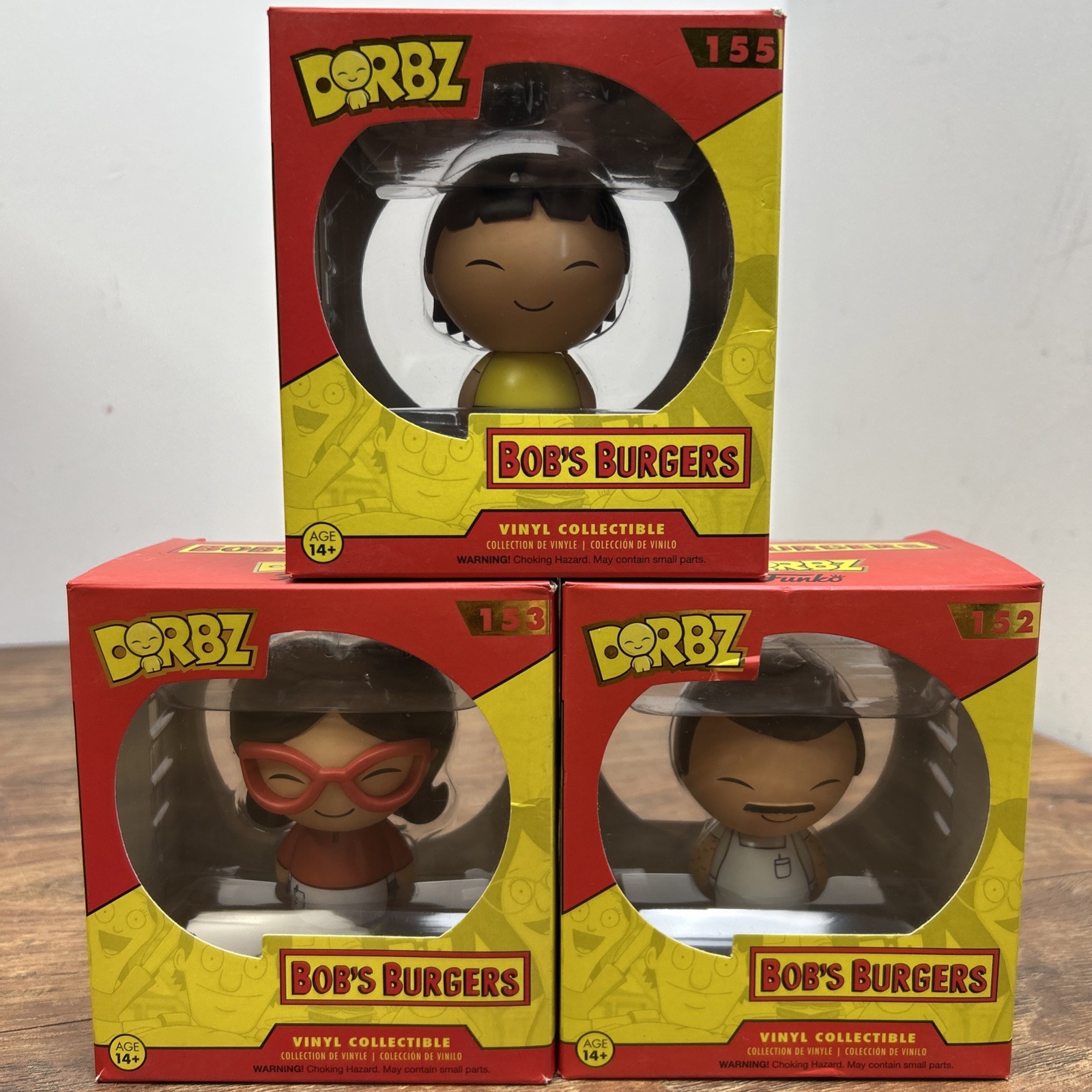 Funko Dorbz Bob's Burgers 3 Pc Set Gene #155, Bob #152 & Linda #153 New In Box