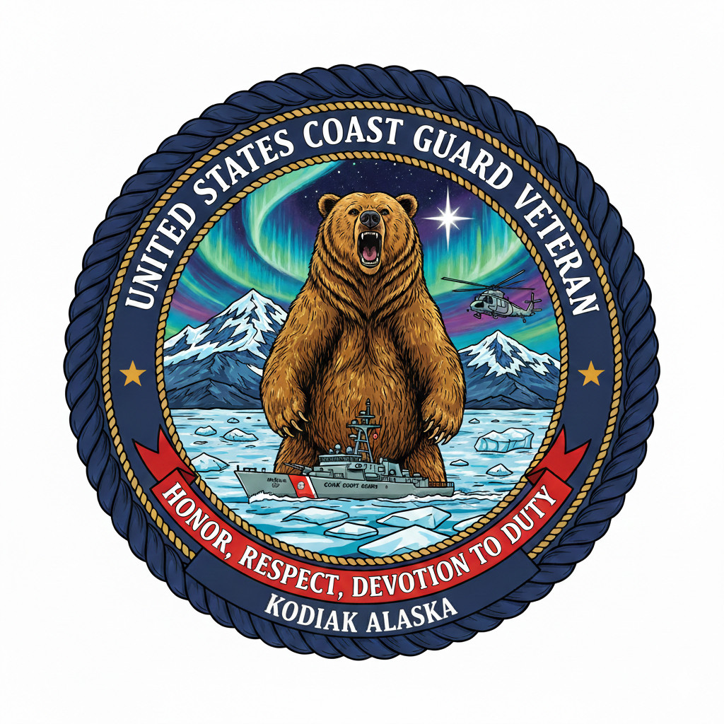 United States Coast Guard Veteran Kodiak Alaska USCG Military Graphics Decal 5\