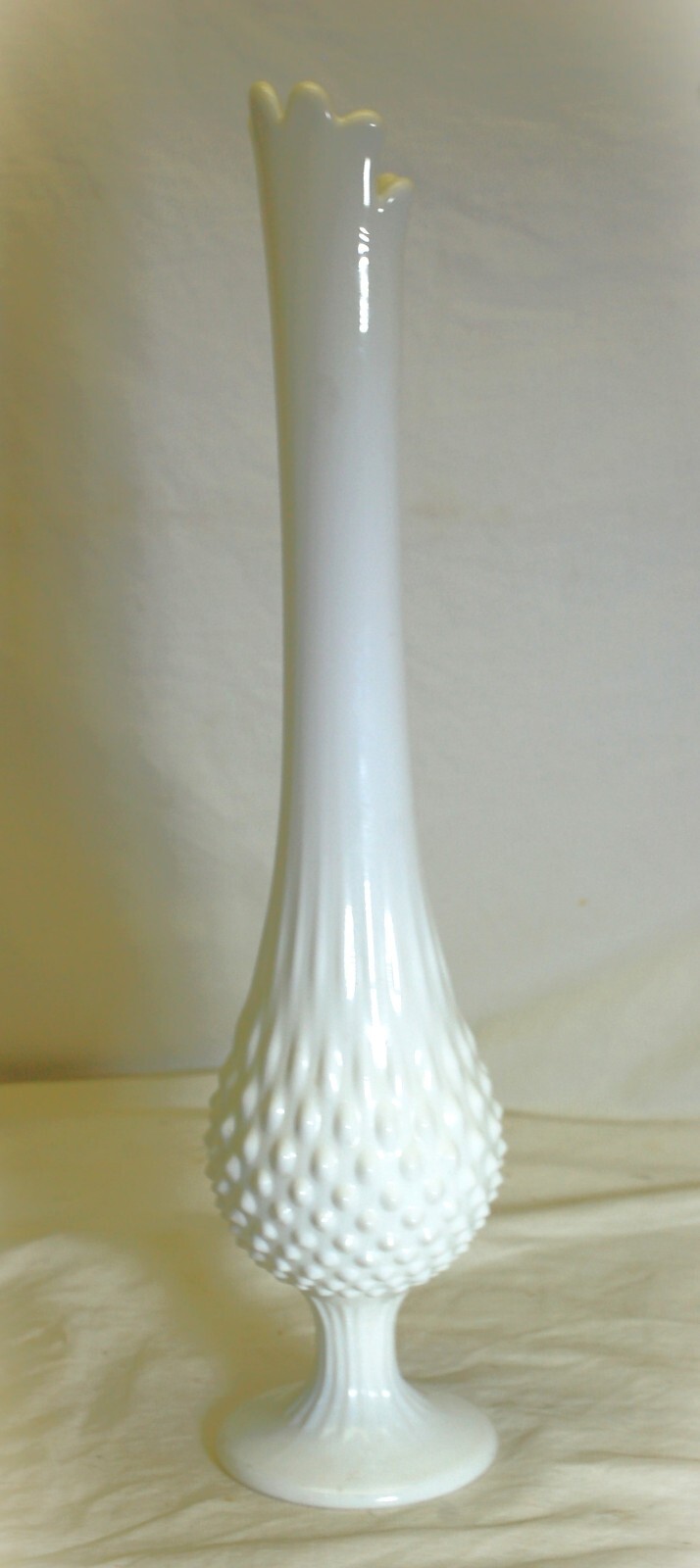 Fenton Hobnail Milk Glass Swung Vase 9 Finger