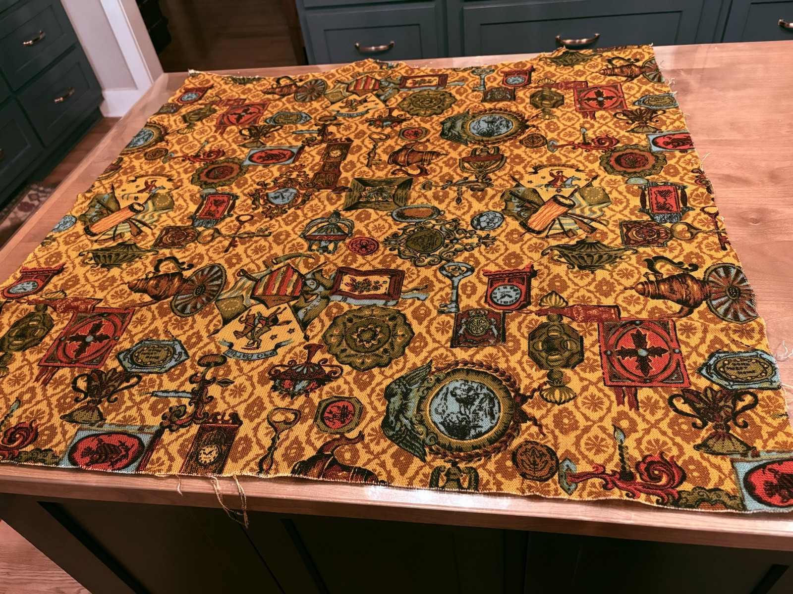 Vintage 70’s Americans Upholstery Fabric Remnant. 39” X 37”