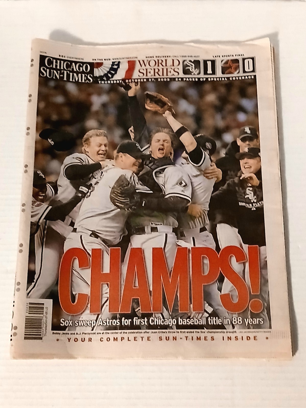 Chicago White Sox 2005 World Series Champs Chicago Sun-Times Newspaper
