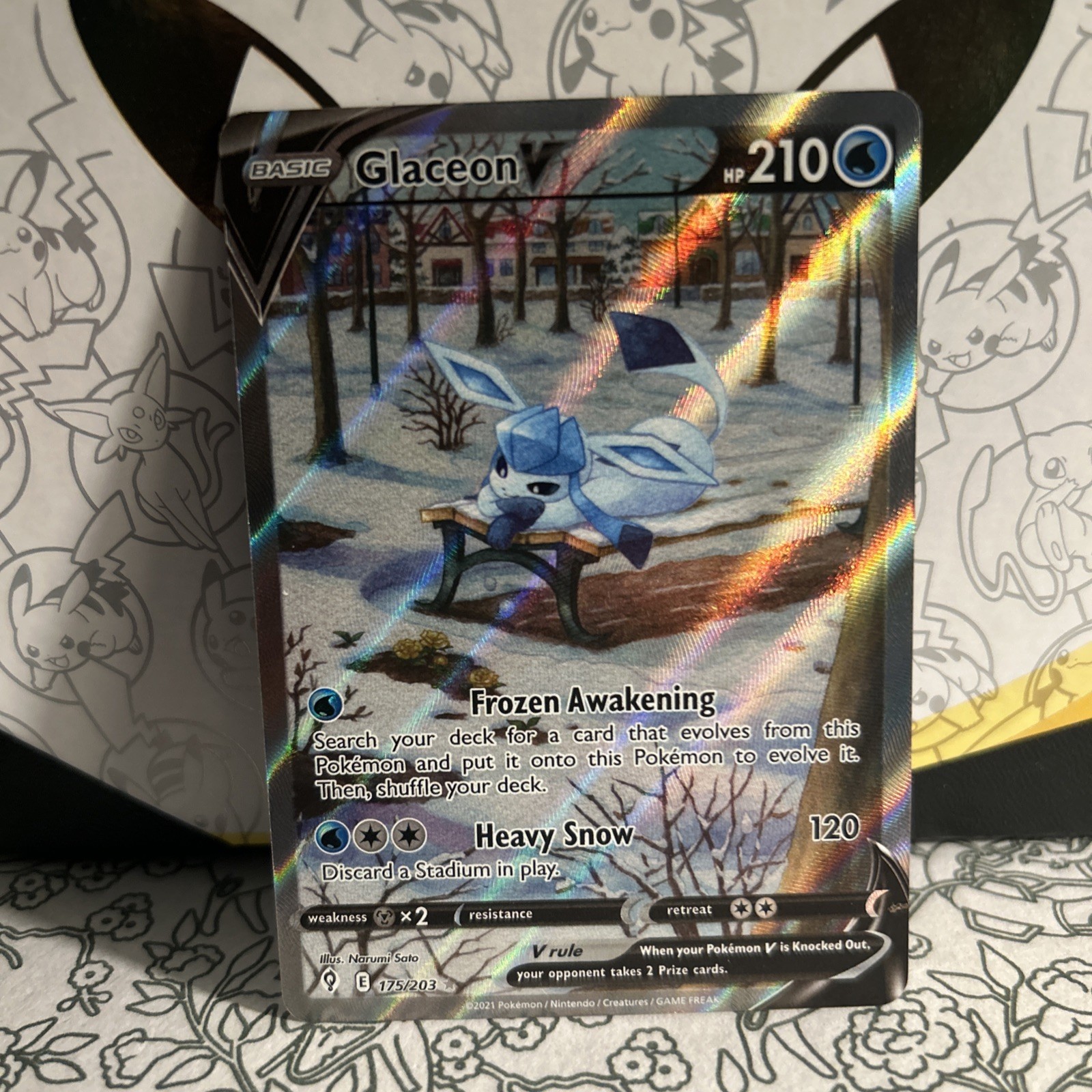 Pokemon Glaceon V 175/203 Evolving Skies Alternate Art Full Art Near Mint