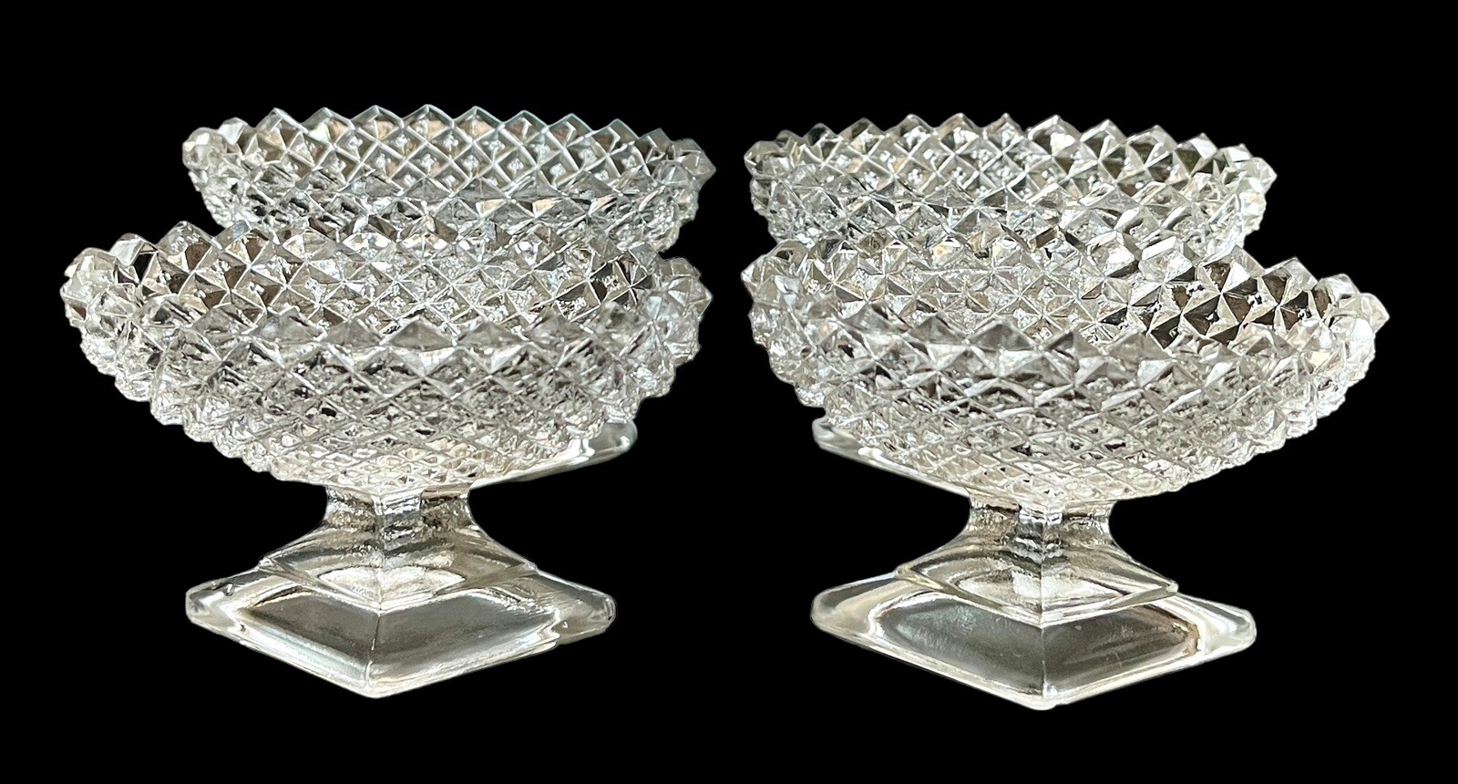 Set Of 4 Vintage Westmoreland English Hobnail Clear Open Salt Dips Excellent