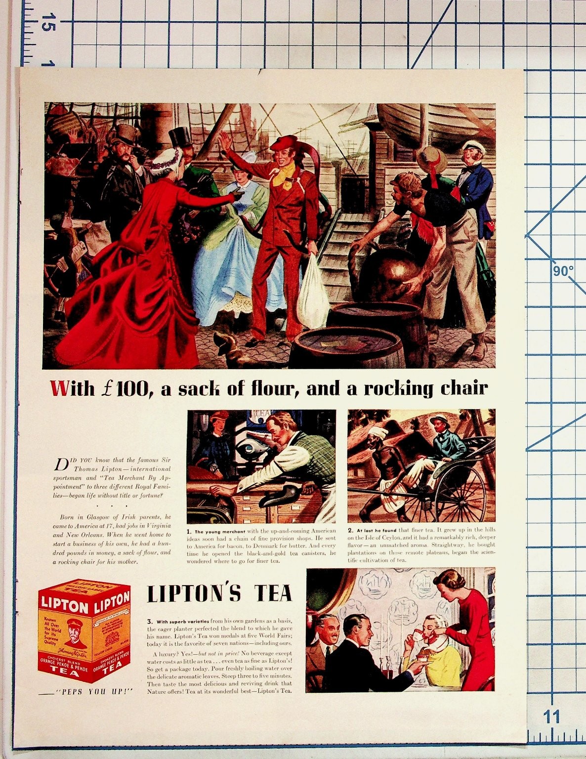 Vintage Lipton's Tea Print Ad Sir Thomas Lipton Historical Ephemera
