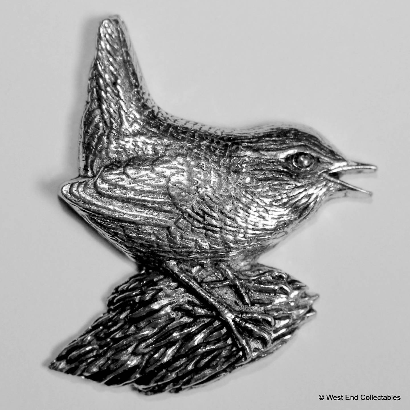 Wren Pewter Pin Brooch - British Hand Crafted - Song Garden Bird WRNS
