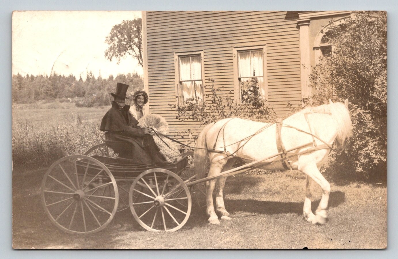 RPPC Man Woman Horse Buggy Glendon Maine Old Knox Buggy Real Photo Postcard RPPC Man Woman Horse Buggy Glendon Maine Old Knox Buggy Real Photo Postcard