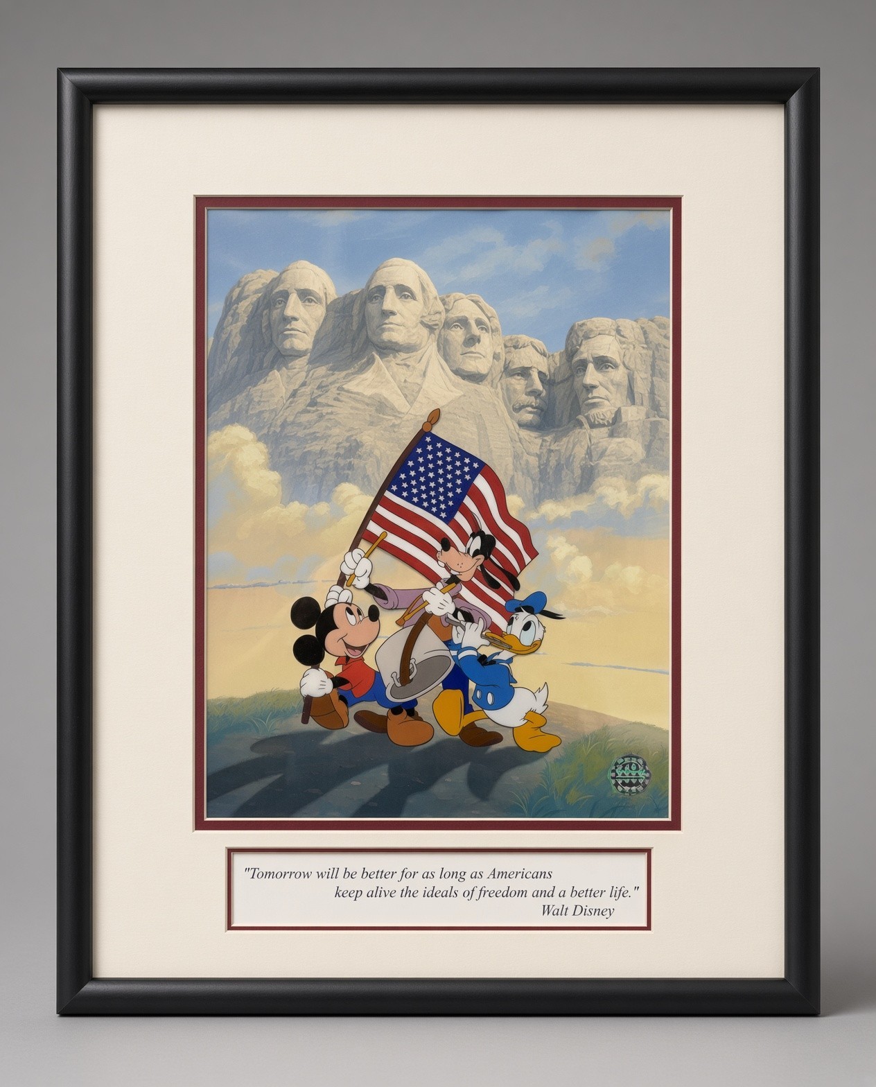 Disney SPIRIT OF AMERICA Mickey Mouse Goofy Donald Duck Cel Sericel Serigraph Disney SPIRIT OF AMERICA Mickey Mouse Goofy Donald Duck Cel Sericel Serigraph