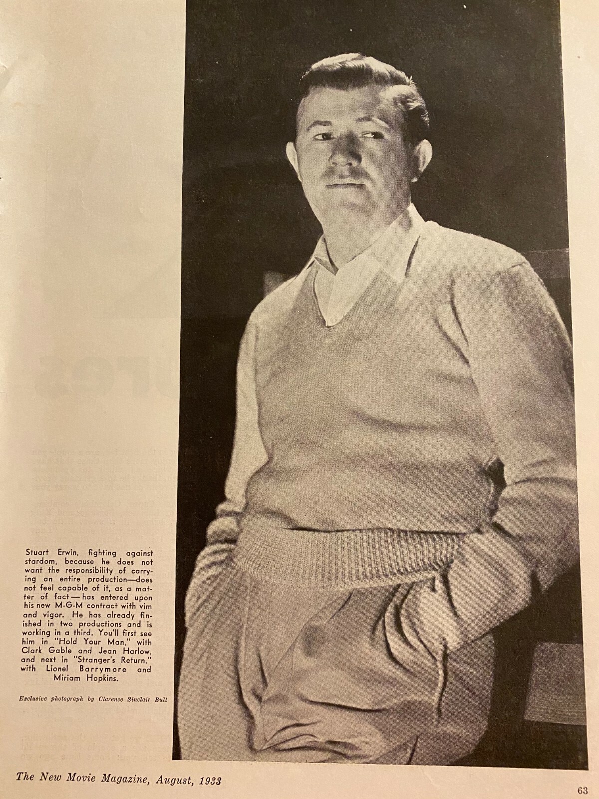 Stuart Erwin, Full Page Vintage Pinup 