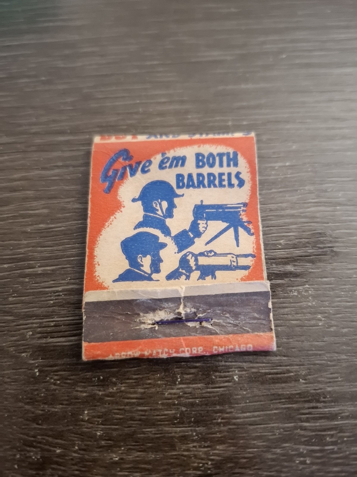WWII c1940s General Douglas MacArthur Give Em Both Barrels War Bond Matchbook WWII c1940s General Douglas MacArthur Give Em Both Barrels War Bond Matchbook