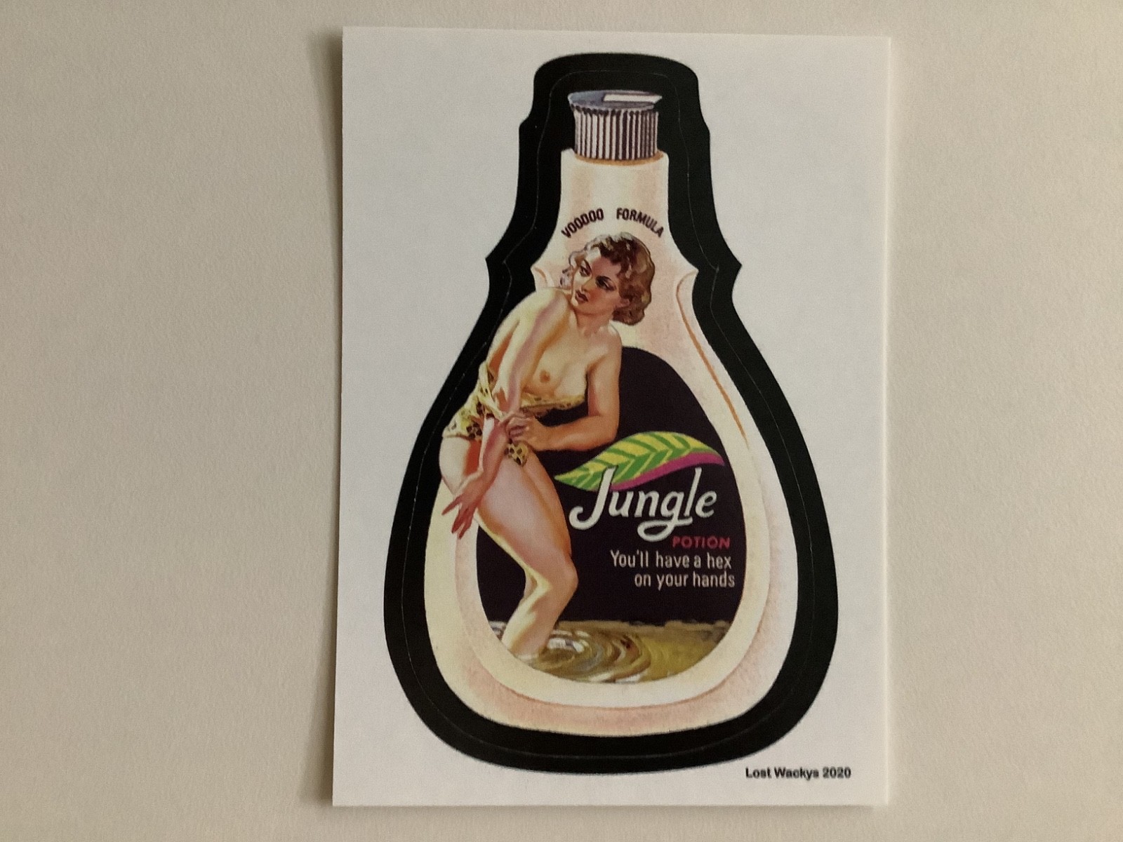 JERGENS JUNGLE POTION NUDE 2020 LOST WACKY PACKAGES PIN UP GIRLS CARD RARE NM