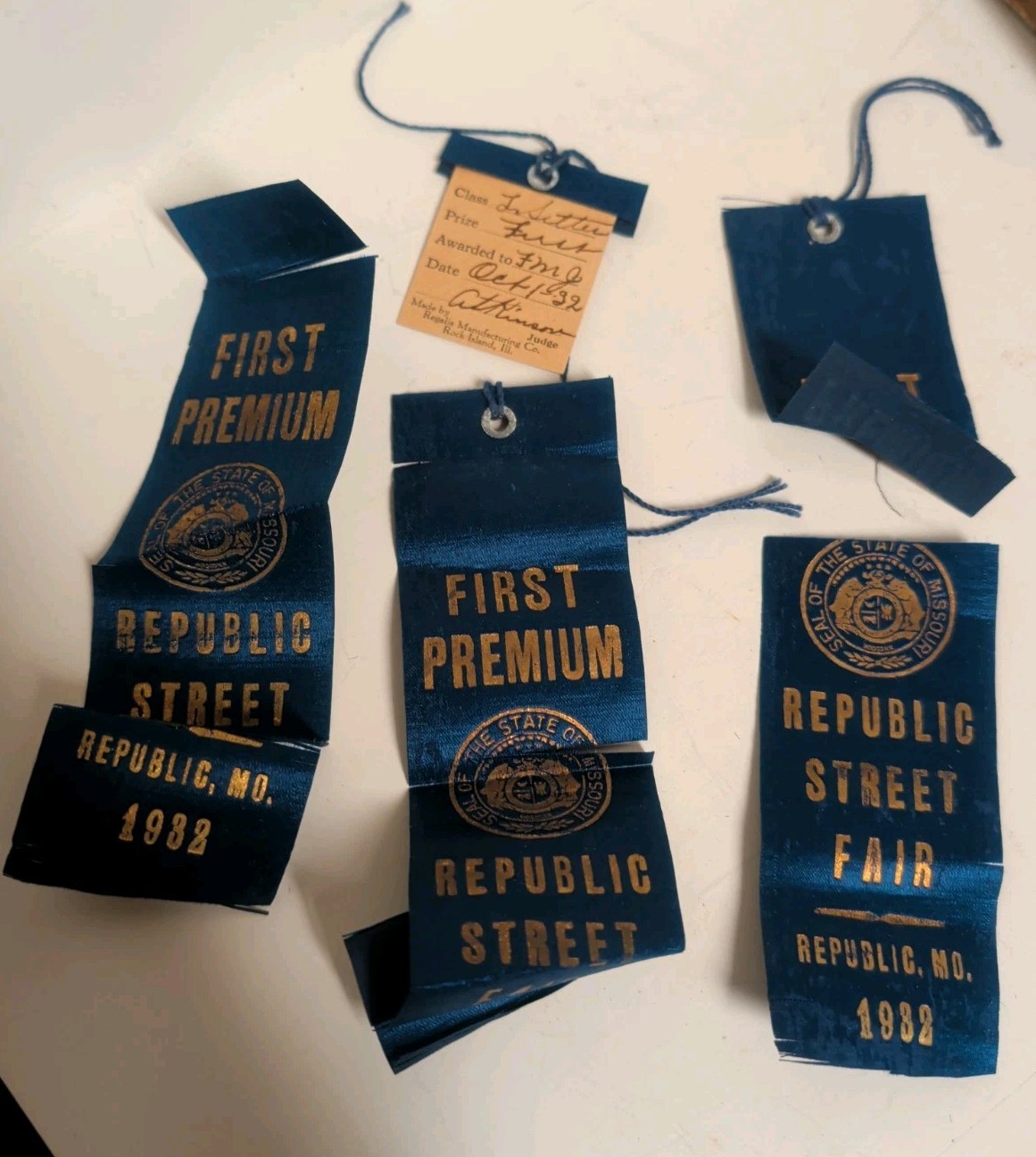 1932 Republic Missouri Street Fair Ribbon First Place 