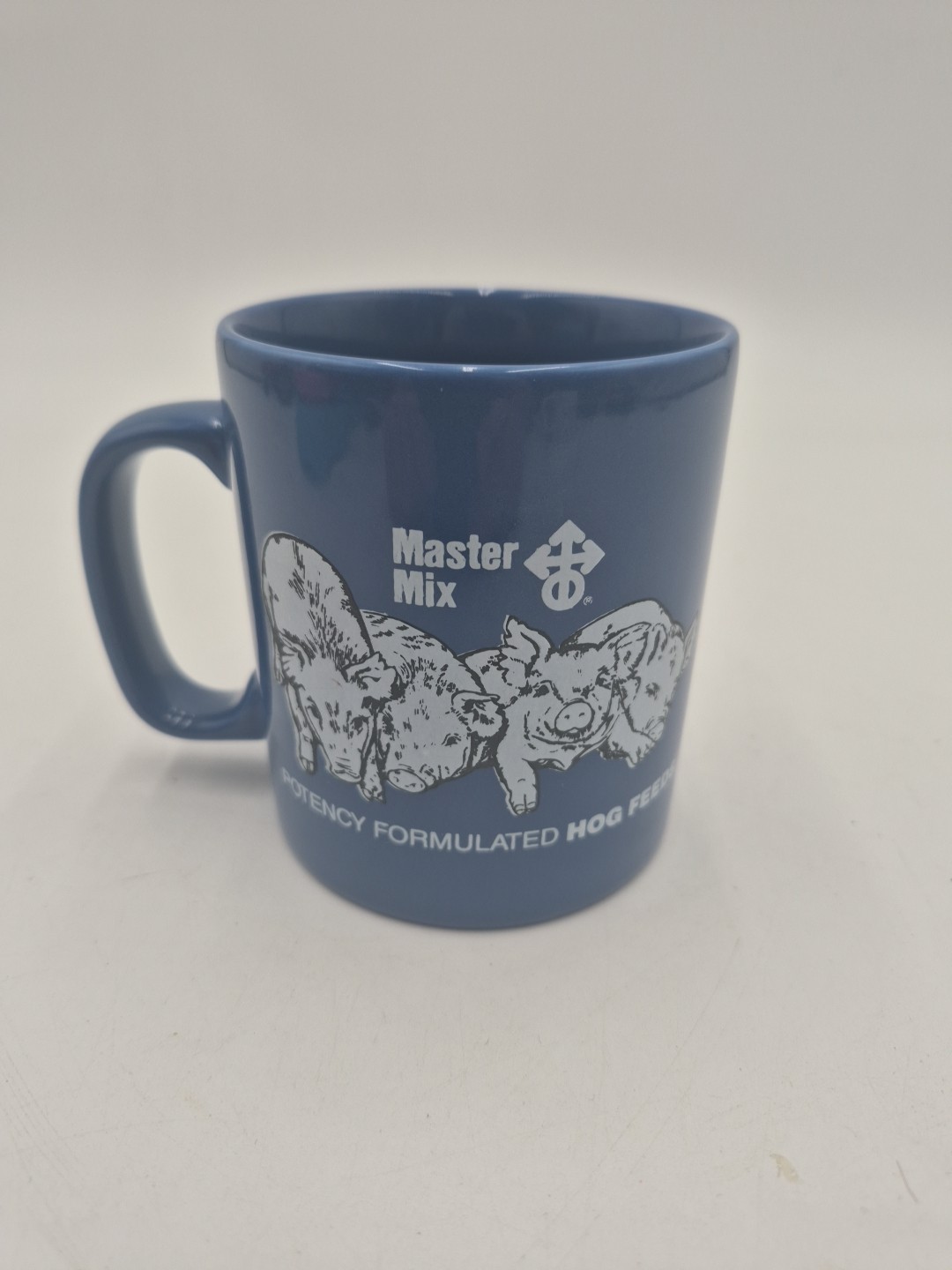 Vtg Kiln Craft Staffordshire England Blue Master Mix Hog Feed Coffe Cup Mug Rare