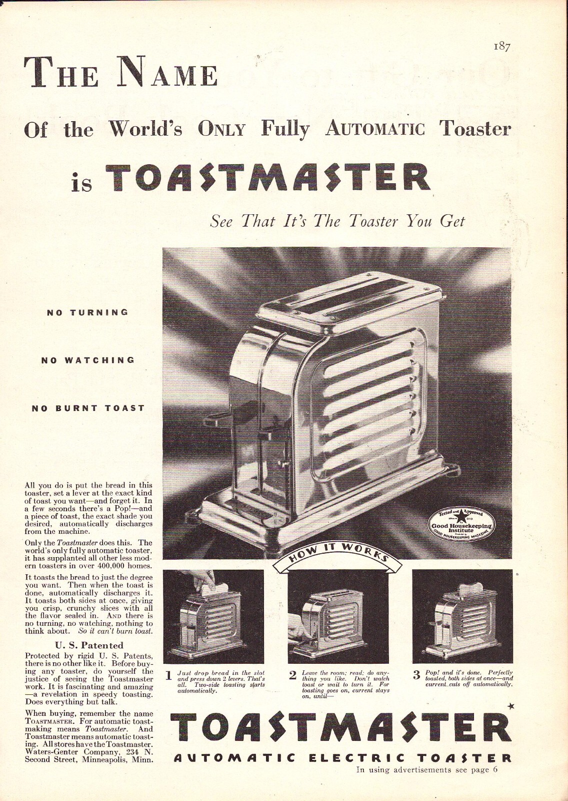 1929 Toastmaster Toaster and Good Housekeeping Cook Book Print Ad