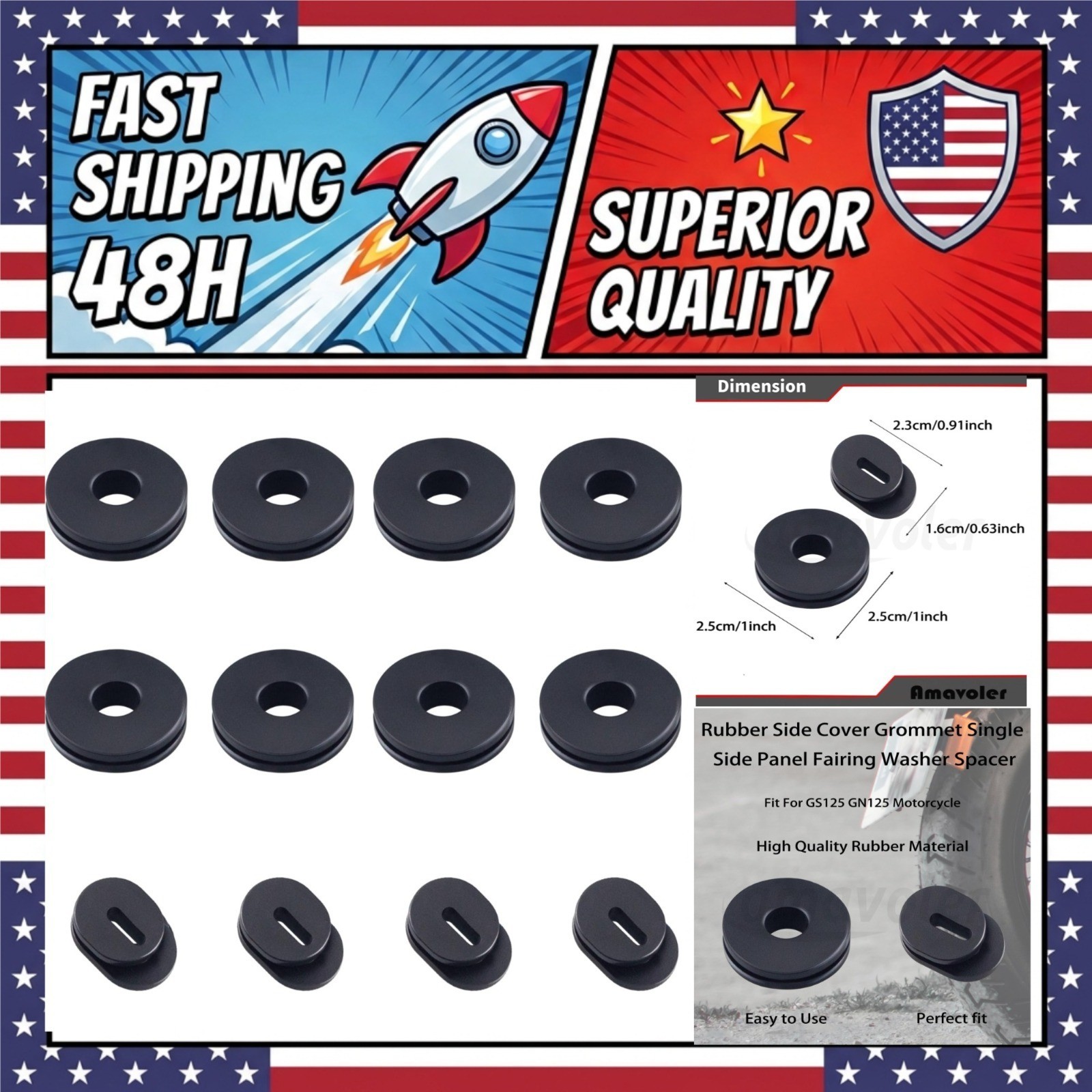 Motorcycle Rubber Side Cover Grommet Washer Spacer 12Pcs for GS125 GN125 Motorcycle Rubber Side Cover Grommet Washer Spacer 12Pcs for GS125 GN125