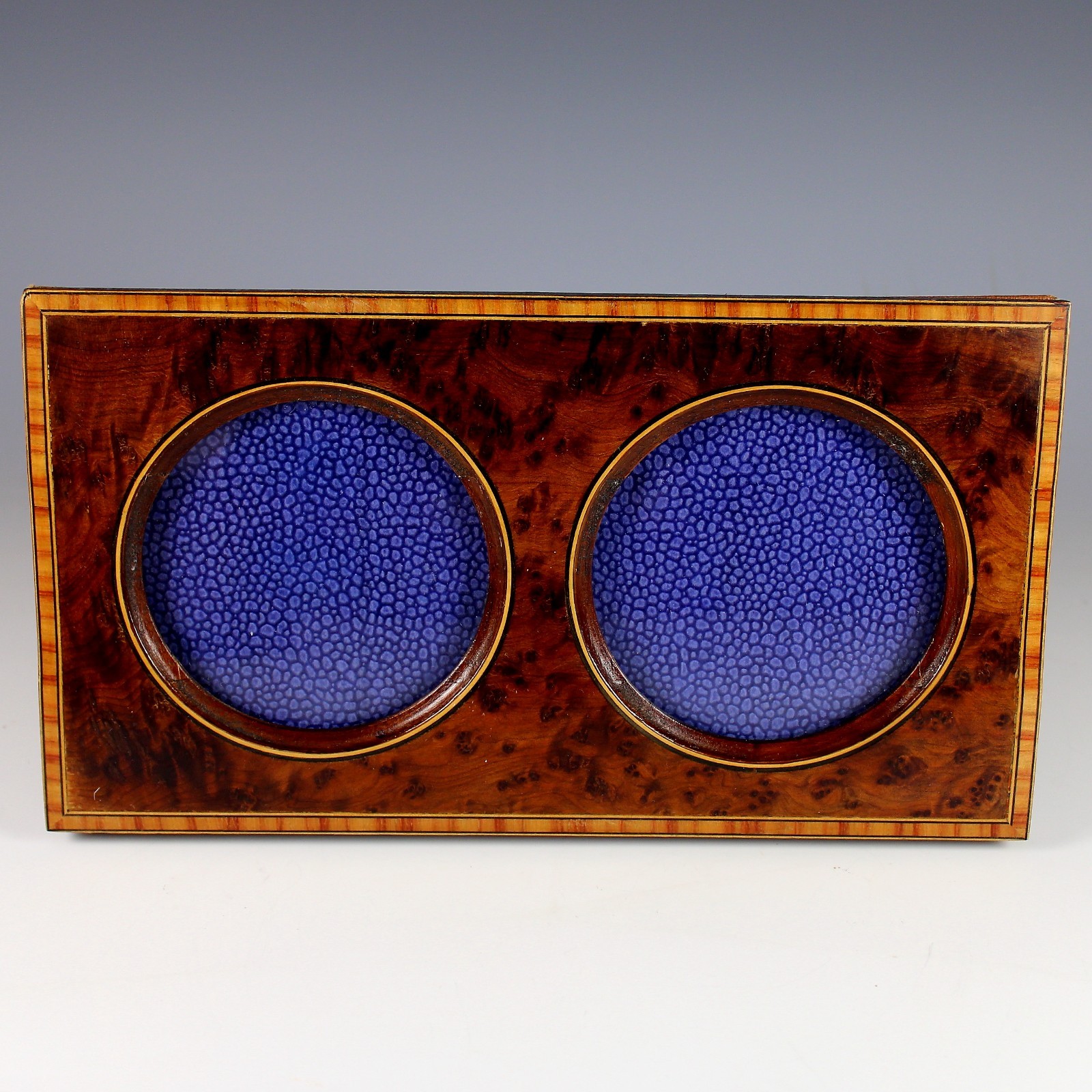 Antique Double Inlaid Burl Wood Photo Frame