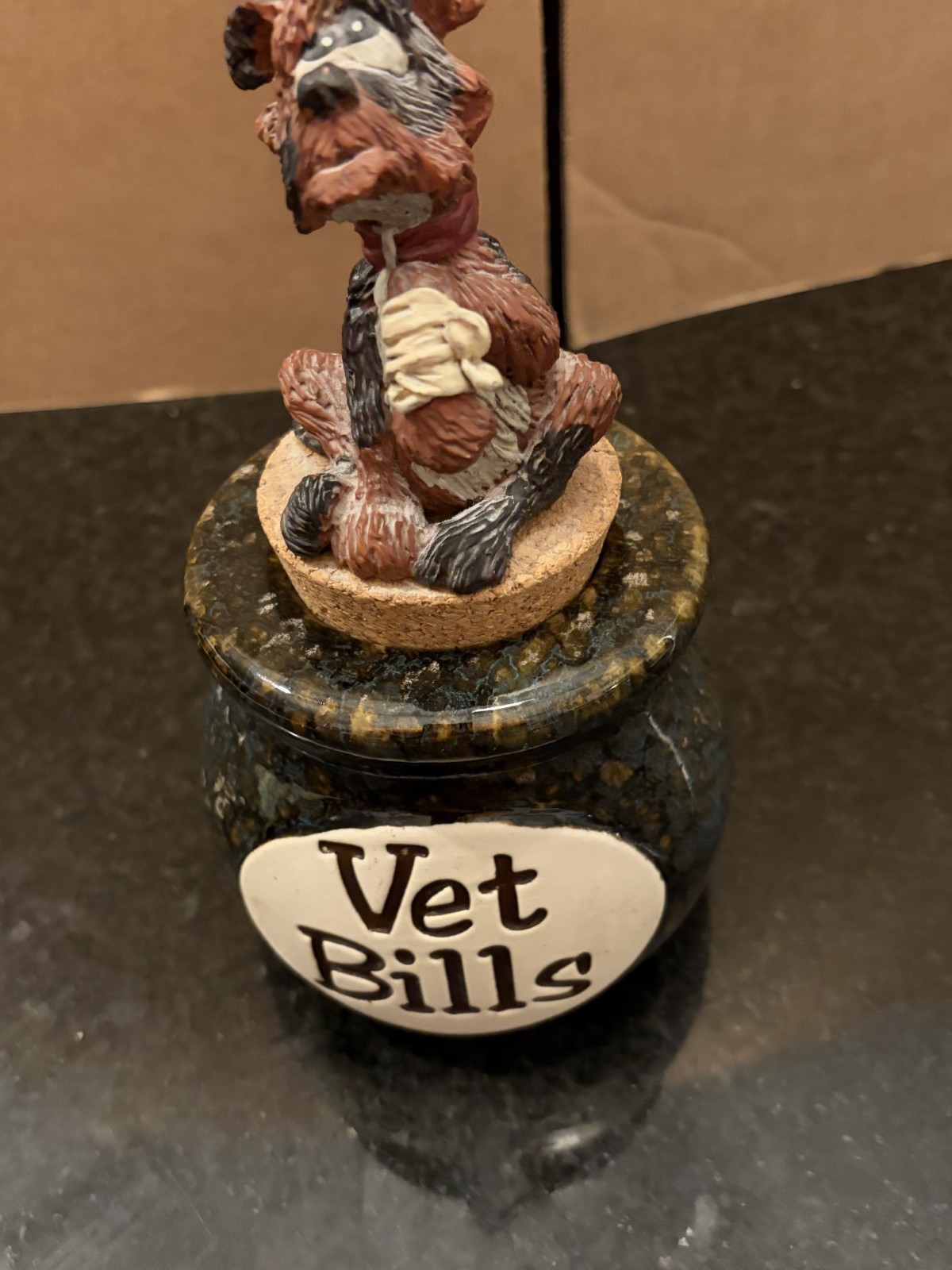 What A Concept Vet Bill Jar Dog Figurine Coin Bank Canister 7.5\