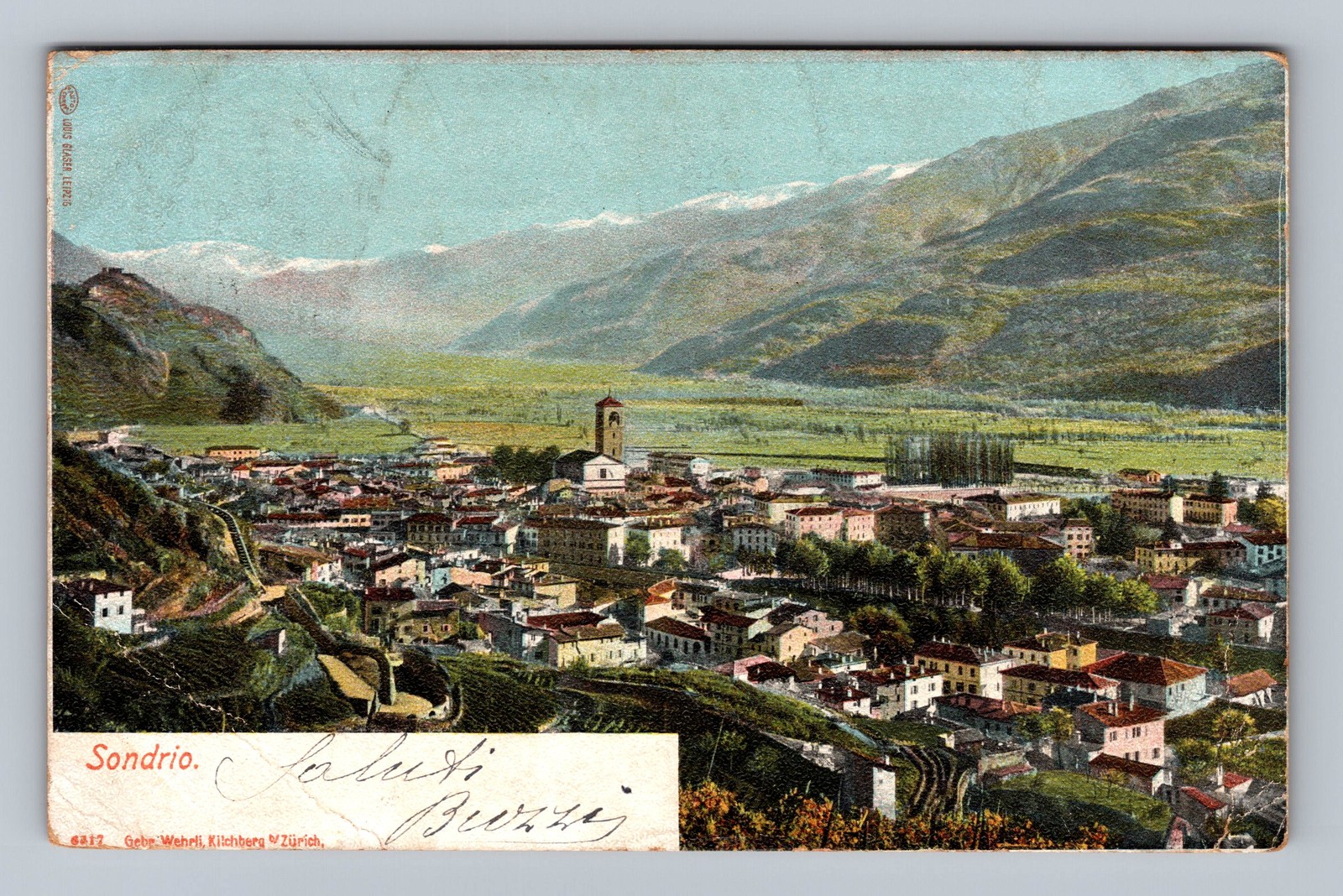 Italy- Sondrio Valtellina Aerial Town View Souvenir Old Postal Vintage Postcard Italy- Sondrio Valtellina Aerial Town View Souvenir Old Postal Vintage Postcard