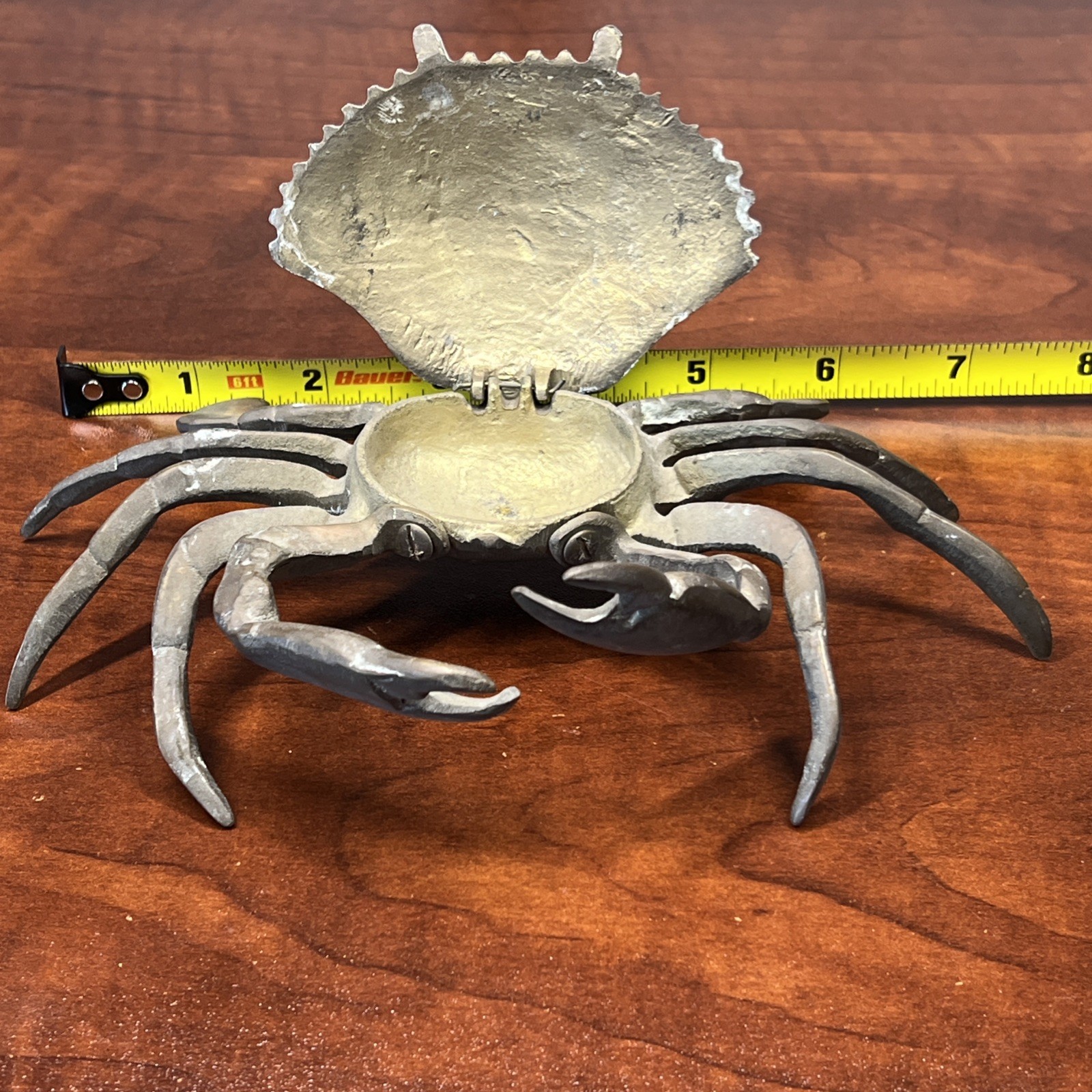 Vintage Hinged Brass Crab Lift Top Trinket Dish Cigarette Ashtray 7 \