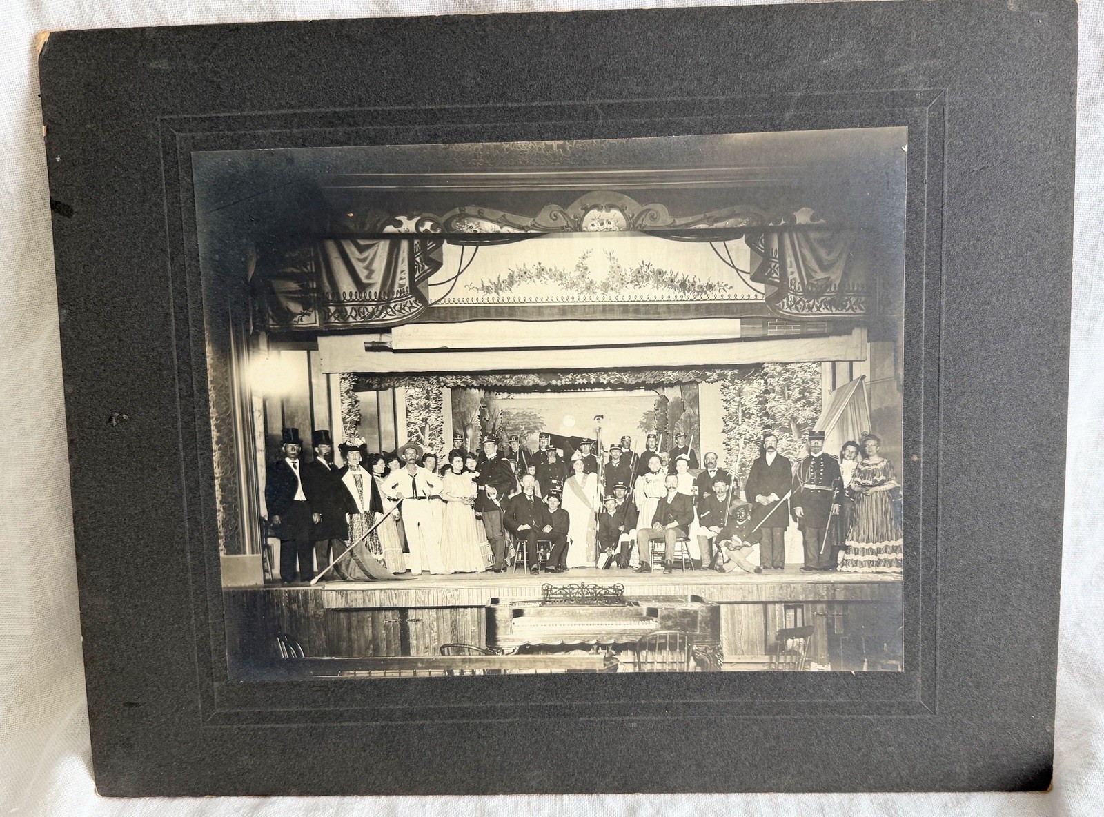 Civil War Era theater group photo cabinet card 11x14 Civil War Era theater group photo cabinet card 11x14