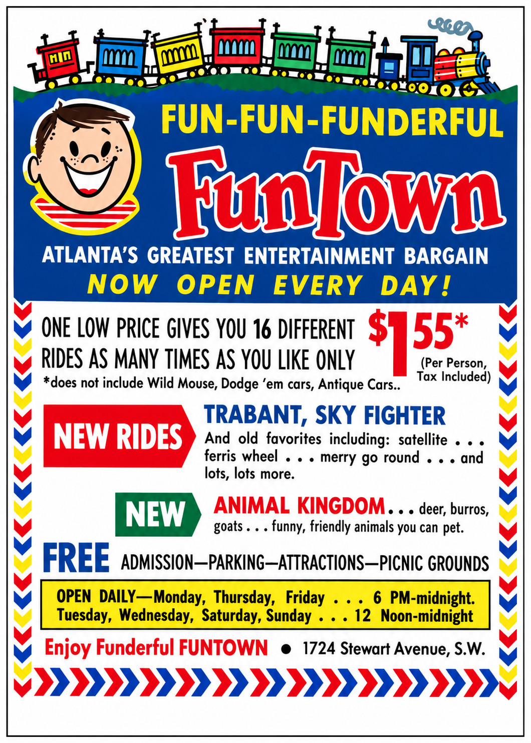 Vintage Fun Town  Amusement Park Ad Magnet – Atlanta, Georgia