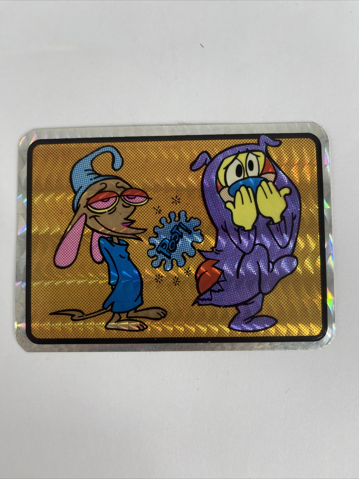 RARE Vintage Ren and Stimpy POOT Holographic Vending Machine Prism Sticker NOS